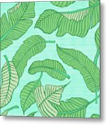 Banana Leaf Pattern Blue Metal Print