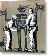Banksy Coppers Pat Down Metal Print