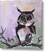 Barn Owl On A Branch Metal Print