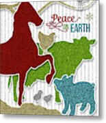 Barnyard Peace On Earth Metal Print