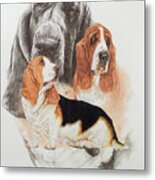 Basset And Ghost Metal Print