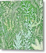 Batik Garden In Green Metal Print