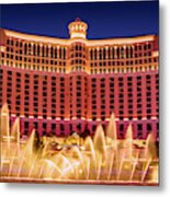 Bellagio Fountains Arches At Dusk Metal Print