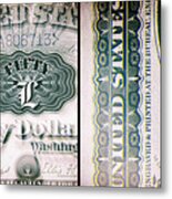 Ben Franklin Liberty 1880 American Fifty Dollar Bill Currency Polyptych Artwork 2 Metal Print