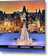 Biltmore Christmas Night All Covered In Snow Painting Metal Print