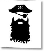 Black Beard Pirate Skull Captain Women_s V Neck Pirate Tee Beard Metal Print