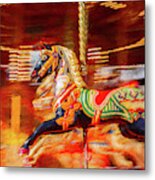 Black Carousel Horse Painting Metal Print