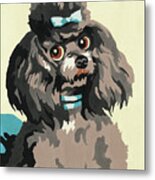 Black Poodle With Bow Metal Print