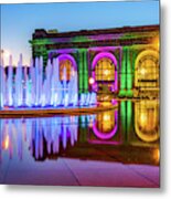 Bloch Fountain And Union Station Panorama - Kansas City Metal Print