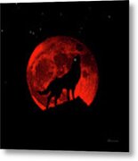 Blood Red Wolf Supermoon Eclipse 873l Metal Print
