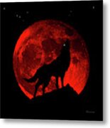 Blood Red Wolf Supermoon Eclipse 873m Metal Print