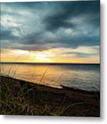 Blue And Gold Sunset On Lake Metal Print