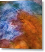 Blue And Orange Rose Flower Abstract Metal Print