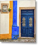 Blue Door Of Medieval Portugal Metal Print