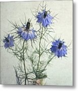 Blue Nigella Sativa Flowers Metal Print