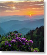 Blue Ridge Parkway Asheville Nc Rhododendron Sunset Scenic Metal Print