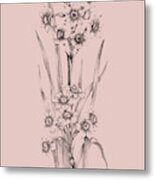 Blush Pink Flower Sketch I Metal Print