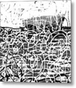 Little Boat - Black And White Abstract Metal Print