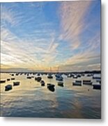 Boats Anchored In Water At Poole Metal Print