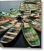 Boats At Tam Coc Metal Print