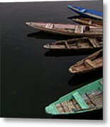 Boats In Dal Lake Metal Print