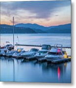 Boats In Lake, Coeur D'alene, Idaho Metal Print
