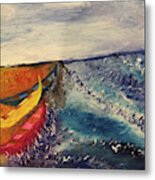 Boats On The Beach Metal Print