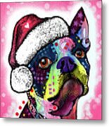 Boston Terrier Christmas Metal Print