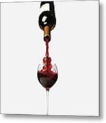 Bottle Pouring Wine In Wine Metal Print