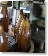 Bottling Line In Brewery, Close-up Metal Print