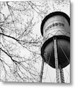 Bourbon Whiskey Water Barrel Tower - Monochrome Metal Print