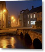 Bourton On The Water At Dawn In Autumn Metal Print