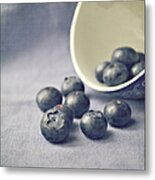 Bowl Full Of Blueberries Metal Print