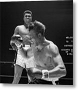 Boxer Muhammad Ali Knocking Metal Print