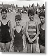 Boys Stand Smeared With Clay On Beach Metal Print