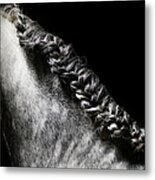 Braided Mane Of Grey Horse Metal Print