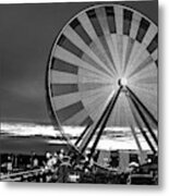 Branson Ferris Wheel At Dusk On The Strip - Monochrome Metal Print