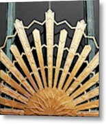 Brass Sunburst Sun Art Deco Metal Print