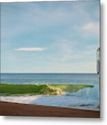Breaking Waves On Pavilion With Palm Tree Metal Print