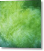 Bright Artistic Smoky Shapes Of Green, Yellow And Blues Color Texture Metal Print