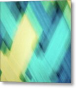 Bright Blue, Turquoise, Green And Yellow Blurred Diamond Shapes Abstract Metal Print