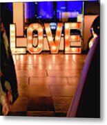 Bright Wooden Letters With Word Love In A Party Metal Print
