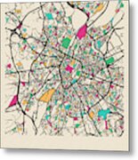 Brussels, Belgium City Map Metal Print
