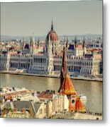 Budapest Panorama - Parliament On Danube River Metal Print