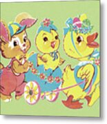 Bunny, Chick And Duck Metal Print