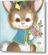 Bunny Holding Flowers Metal Poster
