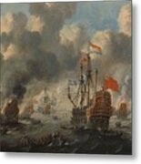 Burning Of The English Fleet At Chatham, 20 June 1667 -raid On The Medway-. Metal Print