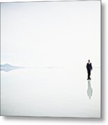 Businessman Standing Alone On Surface Metal Print
