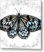 Butterfly & Vines-lydiae Nymphaliide Metal Print