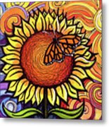 Butterfly Sunflower Metal Print